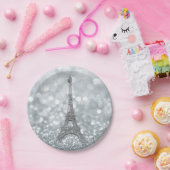 Silver Glitter Sparkle Bling Eiffel Tower Party Papieren Bordje (Feest)
