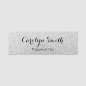 Silver Glitter Sparkle-code voor werknemers Naamplaatje (Voorkant)
