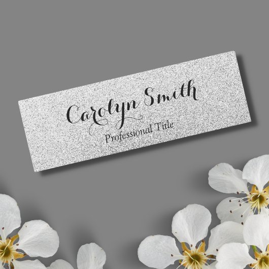 Silver Glitter Sparkle-code voor werknemers Naamplaatje