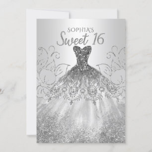 Silver Glitter Sparkle Dress Sweet 16-jarig Kaart