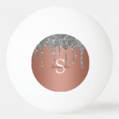Silver Glitter Sparkle drijft Roos Gold Monogram Pingpongbal (Voorkant)