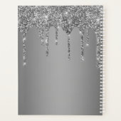 Silver Glitter Sparkle Drip Folie Monogram Naam Planner (Achterkant)