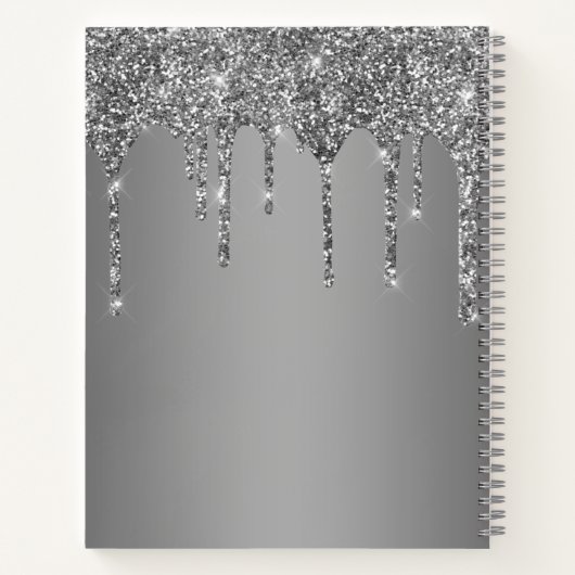 Silver Glitter Sparkle Drips Folie Monogram Recept Notitieboek (Achterkant)