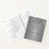 Silver Glitter Sparkle Drips Folie Monogram Recept Notitieboek (Binnen)