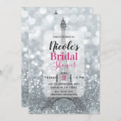 Silver Glitter Sparkle Eiffel Tower Vrijgezellenfe Kaart (Voorkant / Achterkant)