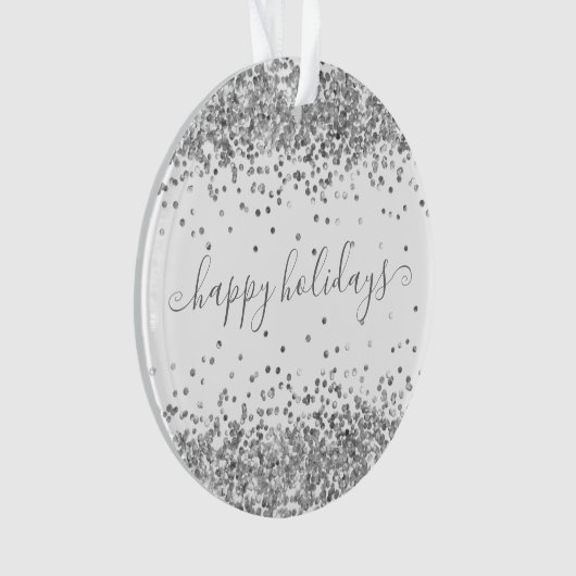 Silver Glitter Sparkle en Shine Prettige feestdage Ornament (voorkant)