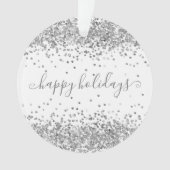 Silver Glitter Sparkle en Shine Prettige feestdage Ornament (voorkant)