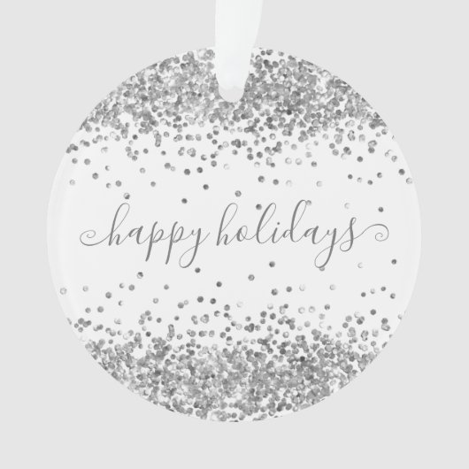 Silver Glitter Sparkle en Shine Prettige feestdage Ornament (voorkant)