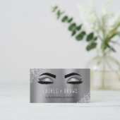 Silver Glitter Sparkle Eyelashes Lashes Brows Visitekaartje (Staand voorkant)