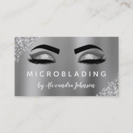 Silver Glitter Sparkle Eyelashes Microblading Visitekaartje