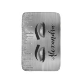 Silver Glitter Sparkle Eyelashes Monogram Naam Badmat (Voorkant Verticaal)