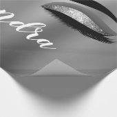 Silver Glitter Sparkle Eyelashes Monogram Naam Cadeaupapier (Hoek)