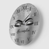 Silver Glitter Sparkle Eyelashes Monogram Naam Grote Klok (Hoek)