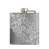 Silver Glitter Sparkle Eyelashes Monogram Naam Heupfles (Achterkant)