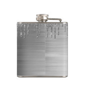 Silver Glitter Sparkle Eyelashes Monogram Naam Heupfles (Achterkant)