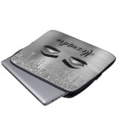 Silver Glitter Sparkle Eyelashes Monogram Naam Laptop Sleeve (Voorkant onderkant)