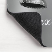 Silver Glitter Sparkle Eyelashes Monogram Naam Muismat (Hoek)