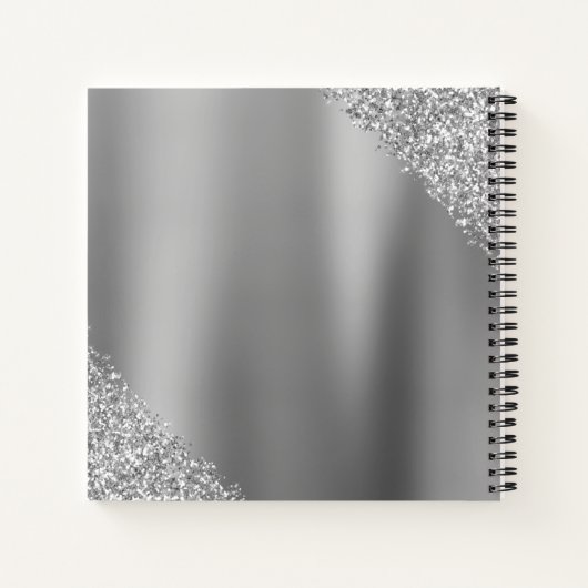 Silver Glitter Sparkle Eyelashes Monogram Naam Notitieboek (Achterkant)