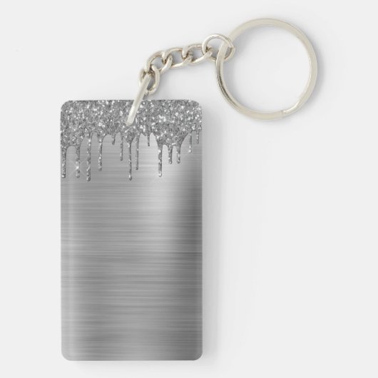 Silver Glitter Sparkle Eyelashes Monogram Naam Sleutelhanger (achterkant)