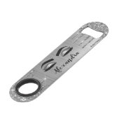 Silver Glitter Sparkle Eyelashes Monogram Naam Speed Flessenopener (Achterkant Gekanteld)