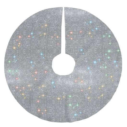 Silver Glitter Sparkle Faux-kerstverlichting Kerstboom Rok (Voorkant)