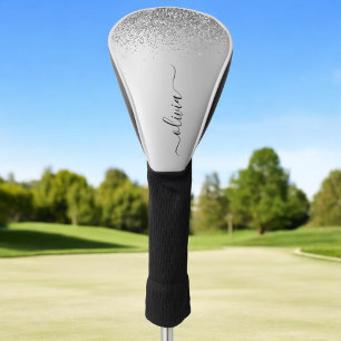 Silver Glitter Sparkle Glam Metal Monogram Naam Golfheadcover
