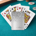 Silver Glitter Sparkle Glam Metal Monogram Naam Pokerkaarten<br><div class="desc">Silver Faux Folie Metallic Sparkle Glitter Borhed Metal Monogram Name die Kaarten speelt. Dit maakt de perfecte liefhebbende 16 verjaardag,  bruiloft,  vrijgezellenfeest,  verjaardagsdag,  baby shower of vrijgezellenfeest voor iemand die van luxe glam en stijl houdt.</div>