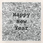 Silver Glitter Sparkle Glazen Onderzetter (Voorkant)