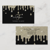 Silver Glitter Sparkle Makeup Artist Hair Salon Visitekaartje (Voorkant / Achterkant)