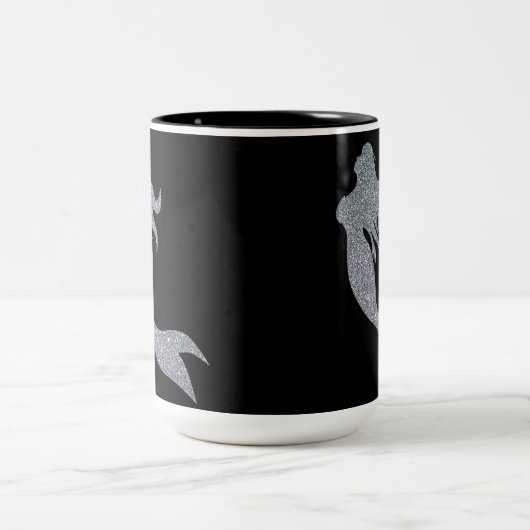 Silver Glitter Sparkle Mermaid Black Coffee Mok
