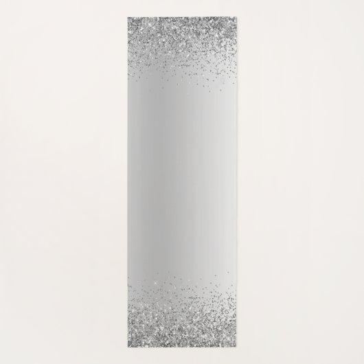 Silver Glitter Sparkle Metal Monogram Naam Yogamat (Achterkant)