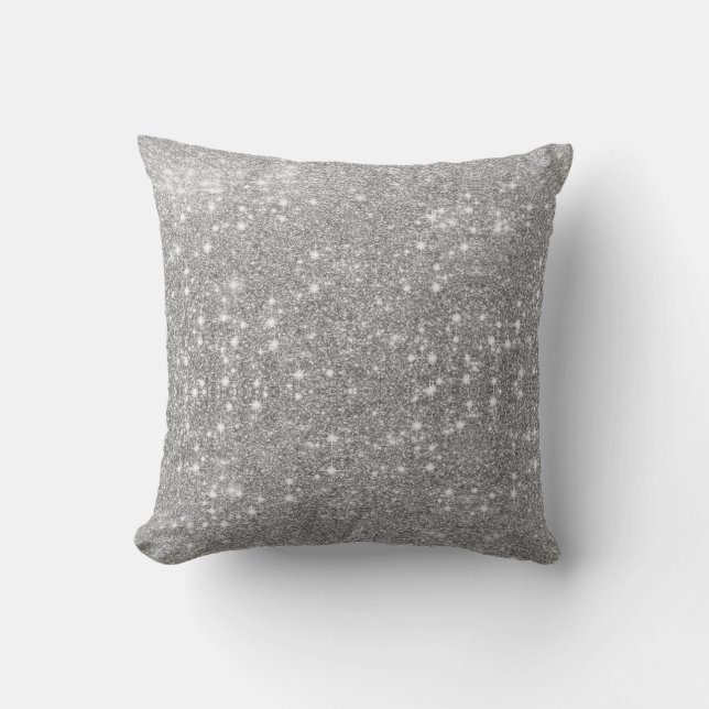 Silver Glitter Sparkle Metallic Kijk Kussen (Voorkant)