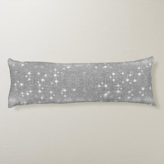 Silver Glitter Sparkle Metallic Kijk Lichaamskussen (Achterkant)