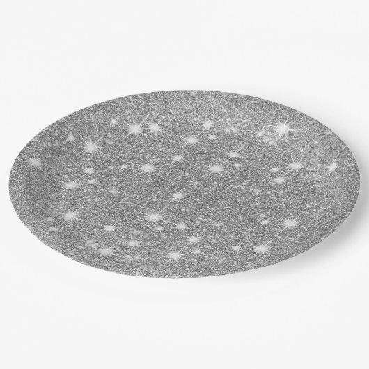 Silver Glitter Sparkle Metallic Kijk Papieren Bordje (Gekanteld)