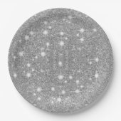 Silver Glitter Sparkle Metallic Kijk Papieren Bordje (Voorkant)