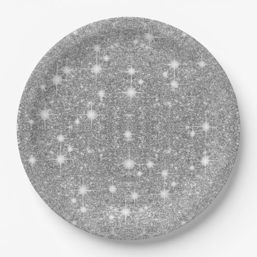 Silver Glitter Sparkle Metallic Kijk Papieren Bordje (Voorkant)