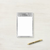 Silver Glitter Sparkle Metallic Kijk Post-it® Notes (Op bureau)