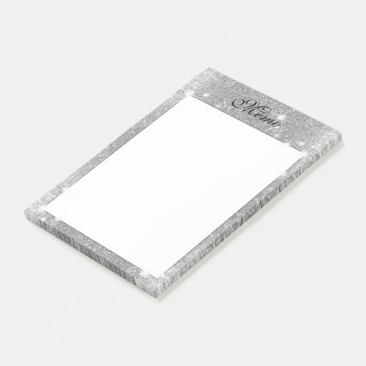 Silver Glitter Sparkle Metallic Kijk Post-it® Notes (Schuin)