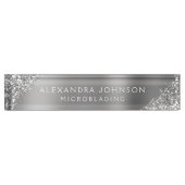 Silver Glitter Sparkle Microblading Brows Salon Naambordje (Voorkant)
