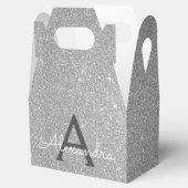 Silver Glitter & Sparkle Monogram Bedankdoosjes (Geopend)