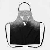 Silver Glitter Sparkle Monogram Black Girly Custom Schort (Voorkant)