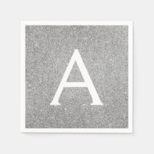 Silver Glitter & Sparkle Monogram Initiaal Verjaar