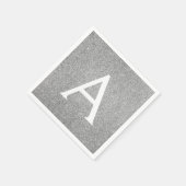 Silver Glitter & Sparkle Monogram Initiaal Verjaar Servet (Hoek)