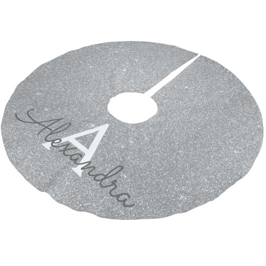 Silver Glitter & Sparkle Monogram Kerstboom Rok (Gekanteld)