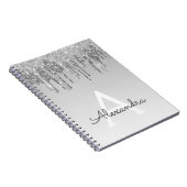 Silver Glitter Sparkle Monogram Notitieboek (Rechterzijde)