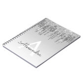 Silver Glitter Sparkle Monogram Notitieboek (Linkerzijde)