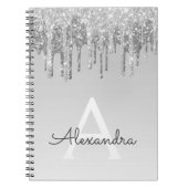Silver Glitter Sparkle Monogram Notitieboek (Voorkant)