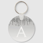 Silver Glitter & Sparkle Monogram Sleutelhanger (Voorkant)