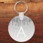Silver Glitter & Sparkle Monogram Sleutelhanger (Voorkant)