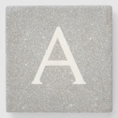Silver Glitter & Sparkle Monogram Stenen Onderzetter (Voorkant)